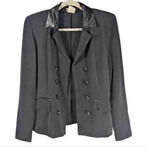Vintage Moda International Women’s Black Satin Lapel Retro Blazer Jacket Size 4